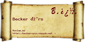 Becker Örs névjegykártya