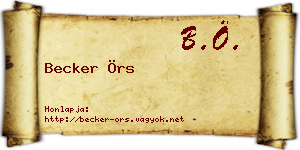 Becker Örs névjegykártya